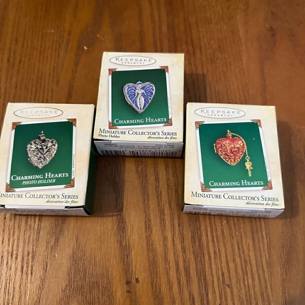 Hallmark Keepsake ornaments Lot 3 Charming Hearts Miniature Collection Photo New